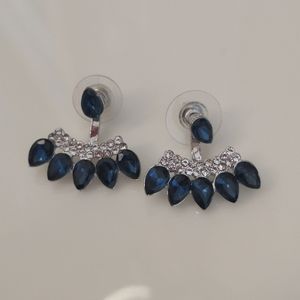 Convertible Blue Rhinestone Day to Night Earrings